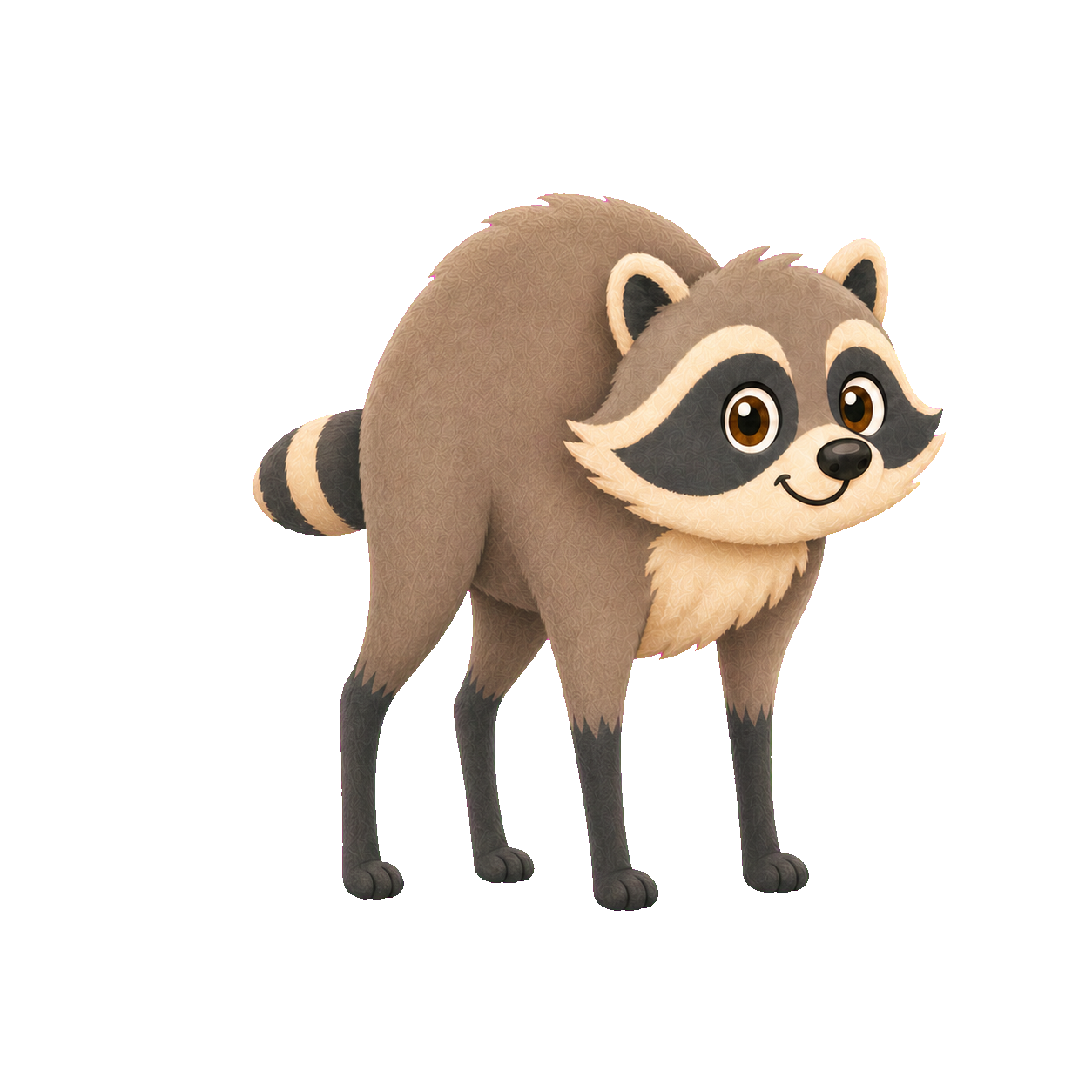 Jimothy, a small short-spined raccoon with long back legs